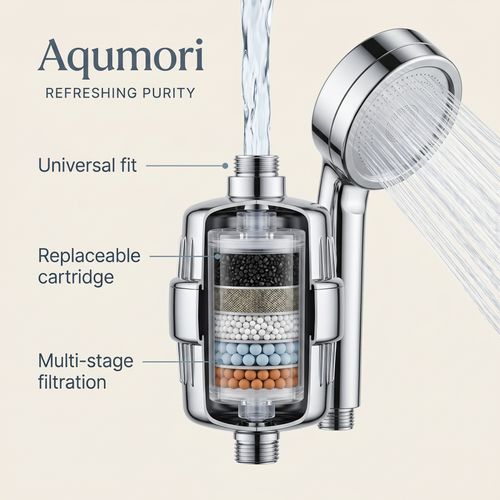 Aqumori Filtered Showerhead for Hard Water