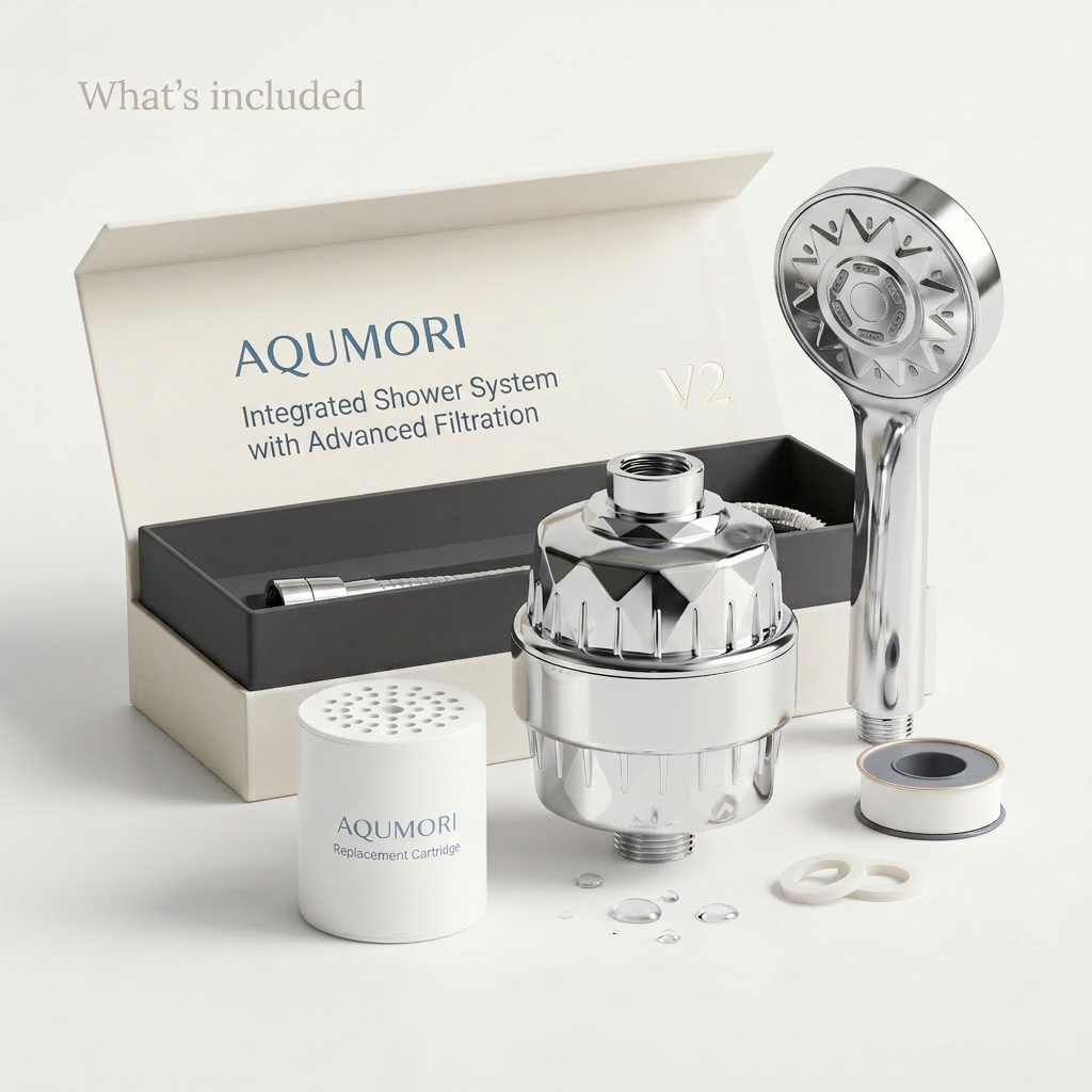 Aqumori Filtered Showerhead for Hard Water