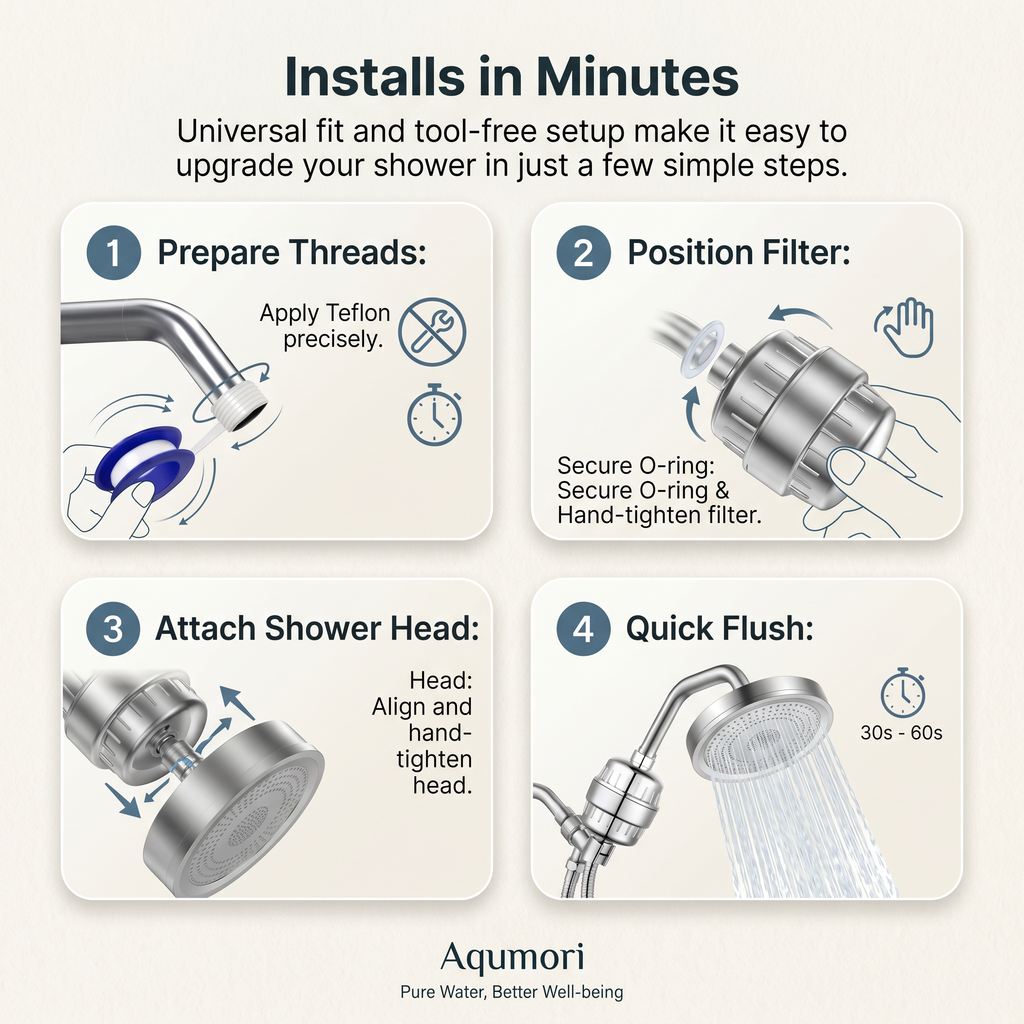 Aqumori Filtered Showerhead for Hard Water